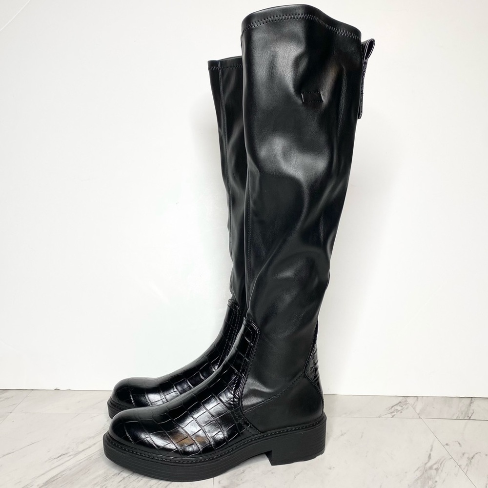 Franco Sarto Keaton Black Faux Leather Tall Boot 9 1/2 M